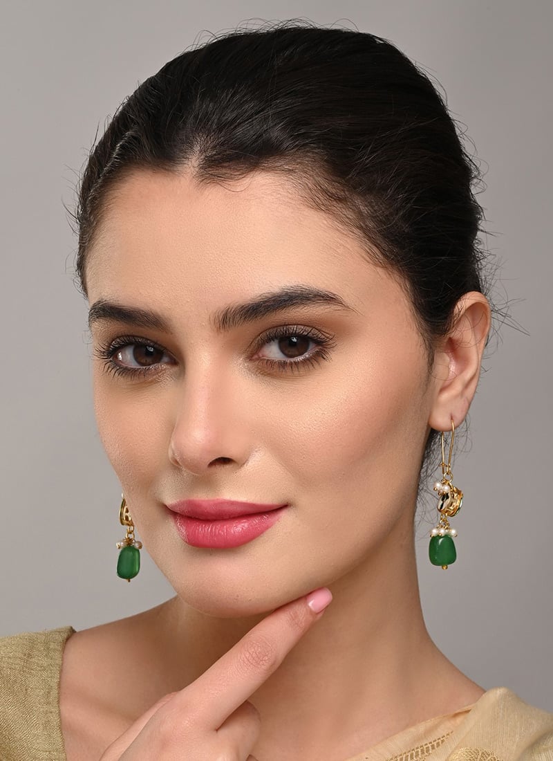 Elegant Green Kundan Stone Bead Drops After Six Wear