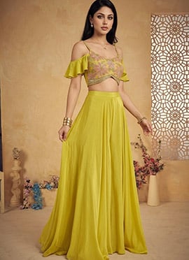 Elegant Green Silk Beads Sequins Indowestern Set And Suit