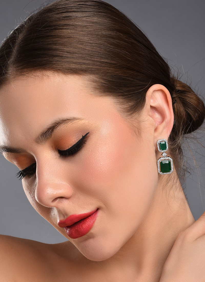 Elegant Green Stone Drops After Six Wear