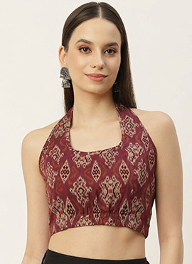 Elegant Maroon Cotton Printed Blouse