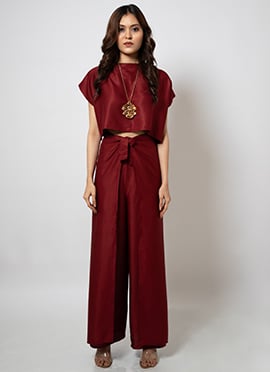 Elegant Maroon Indowestern Co ord Sets