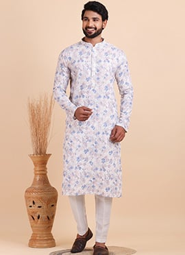 Elegant Multicolored Viscose Digital Print Kurta Pyjama For Men