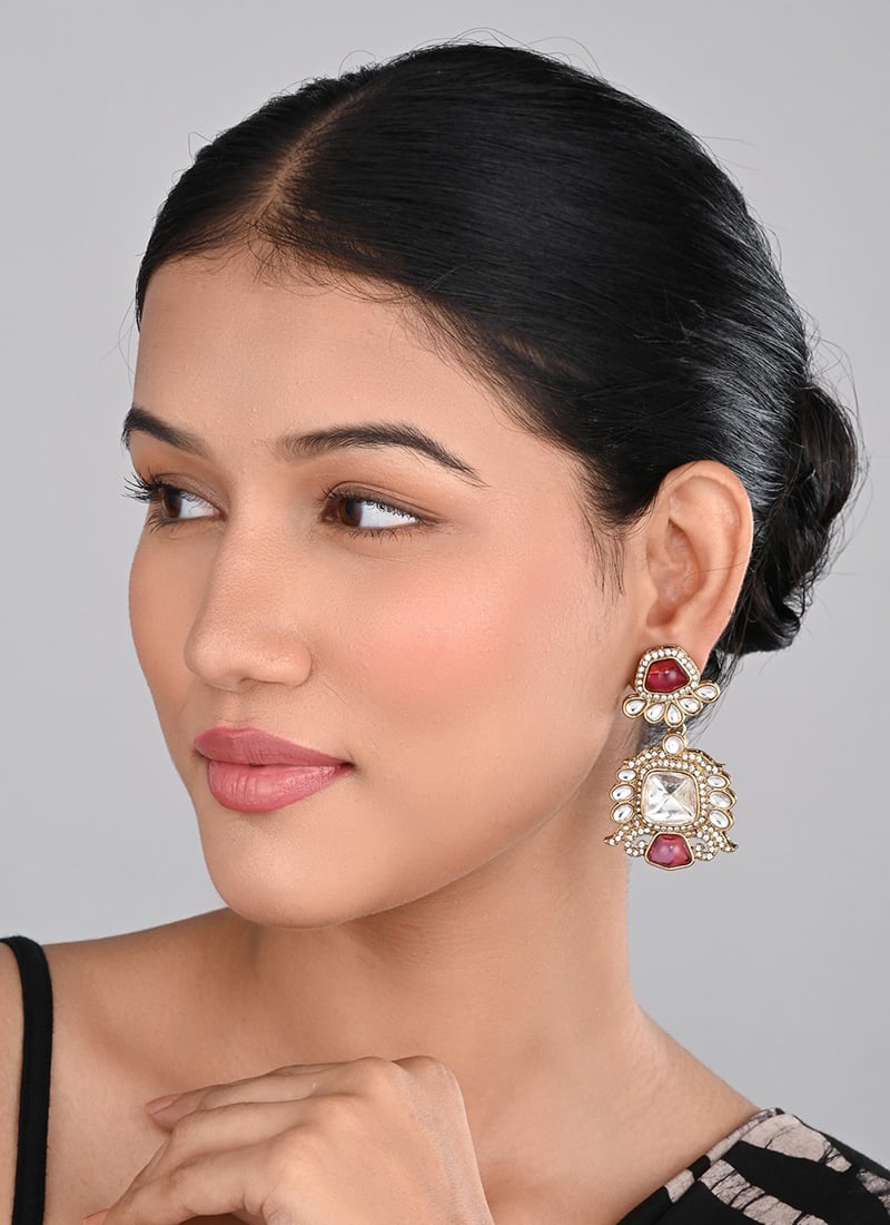 Elegant Pink Stone Drops Festive Wear