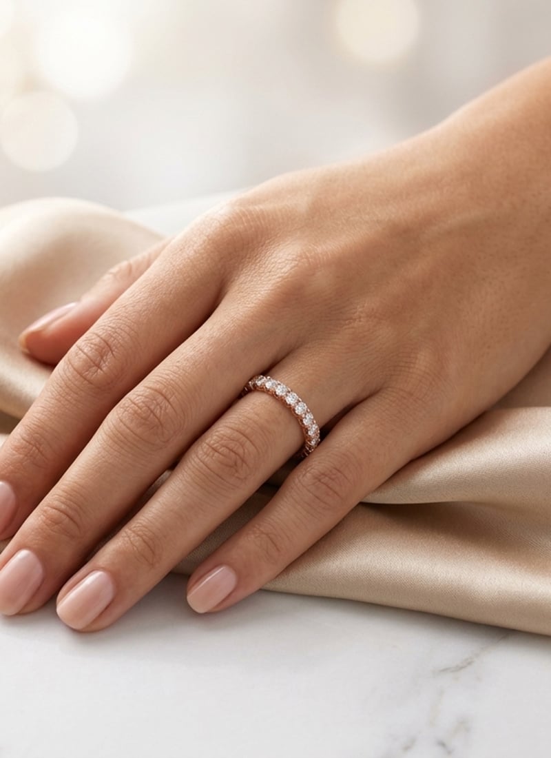 Elegant Rose Gold 925 Sterling Silver Moissanite Ring Wedding Wear