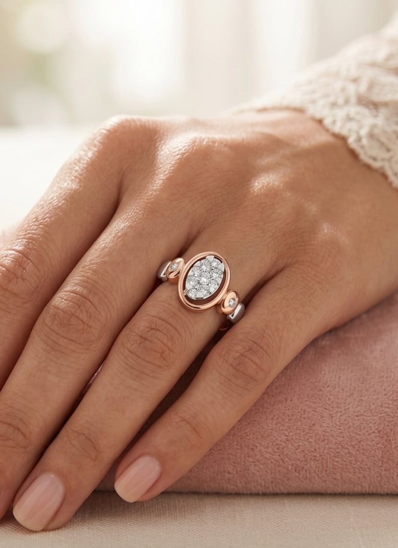 Elegant Rose Gold 925 Sterling Silver Moissanite Ring Wedding Wear