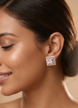 Elegant Rose Gold Finish 925 Sterling Silver Moissanite Stud Earrings