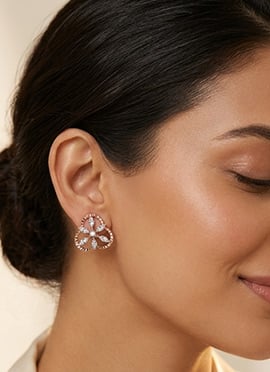 Elegant Rose Gold Plated 925 Sterling Silver Moissanite Stone Stud Earrings