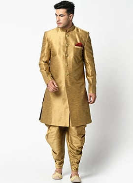 Elegant Silk Dupion Dhoti Style Indowestern Sherwani
