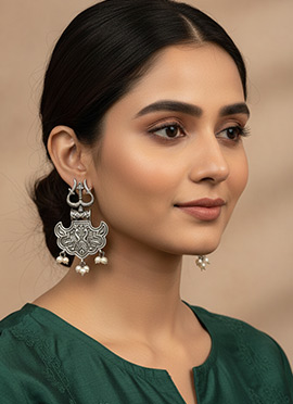 Elegant Silver Oxidised Drop