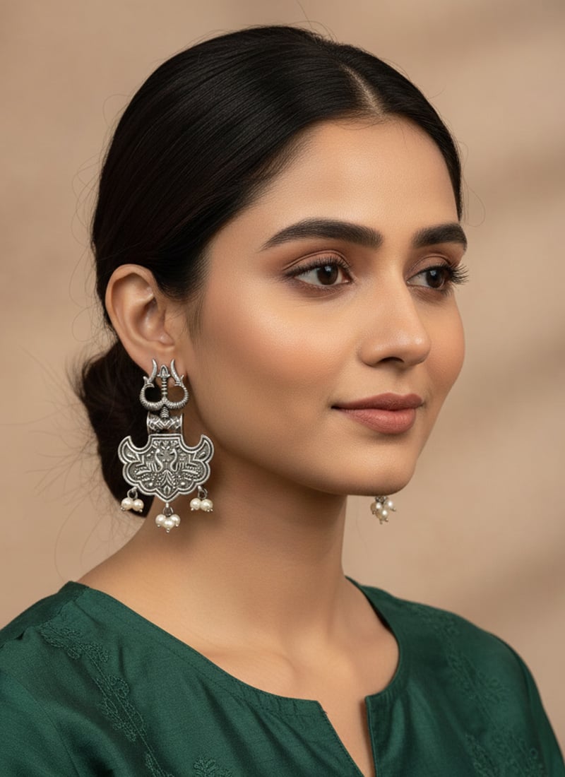 Elegant Silver Oxidised Drop After Six Wear