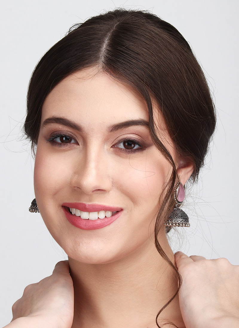Elegant Silver Pearl Stone Jhumka After Six Wear