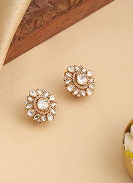 Elegant White Kundan Studs