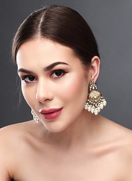 Elegant White Meenakari Kundan Pearl Chandeliers