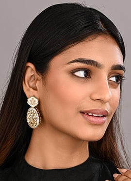Elegant White Meenakari Stone Drops