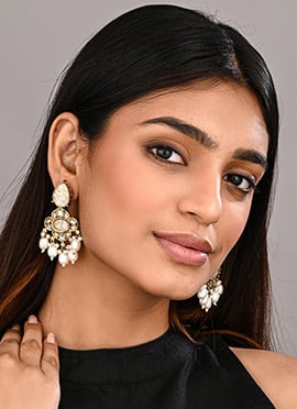 Elegant White Pearl Stone Kundan Chandeliers