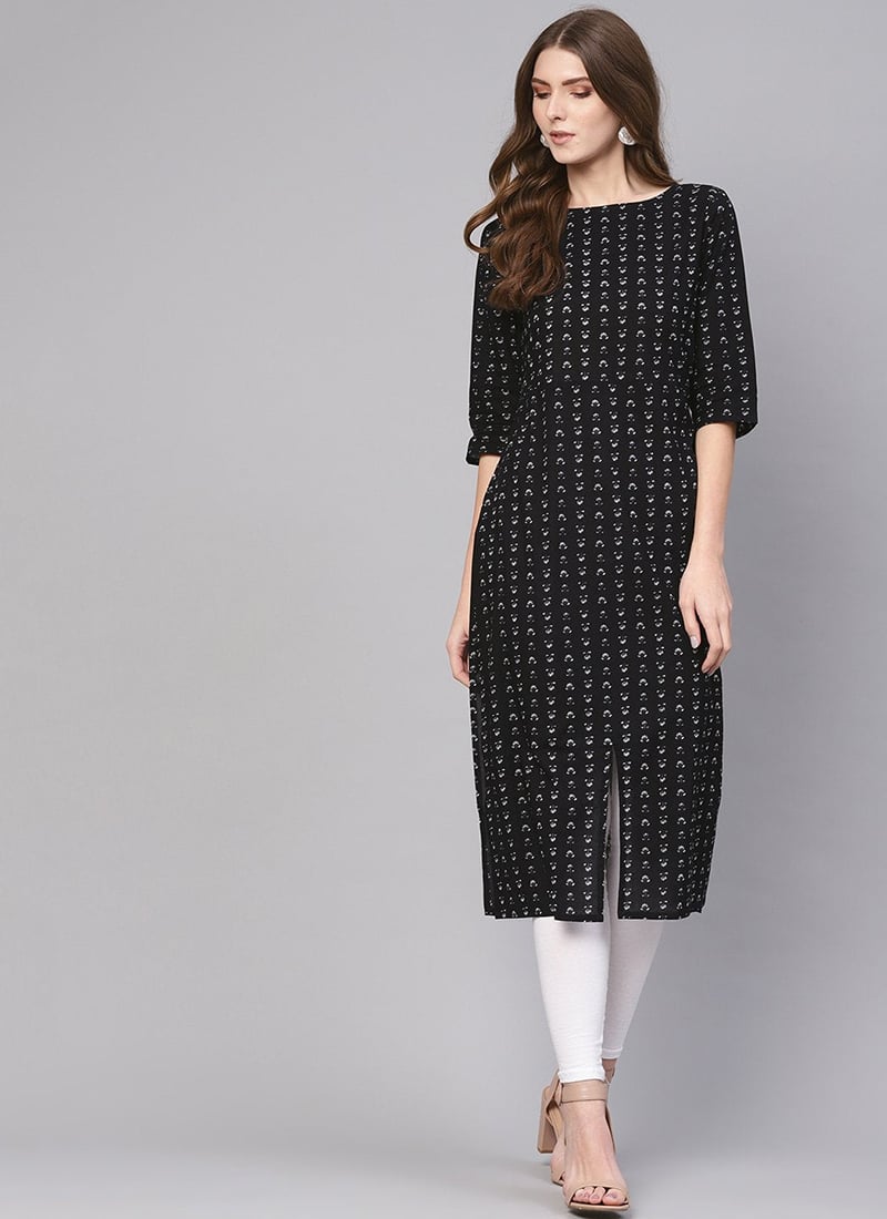 Elegantly Printed Cotton Knee Length Kurti