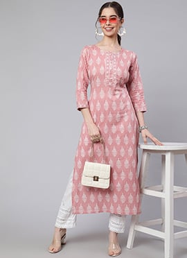 Elegantly Printed Cotton Knee Length Kurti