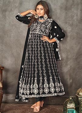 Embellished Net Embroidered Anarkali Suit