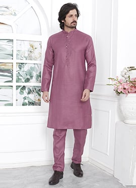 Embroidered Collar Neck Pink Kurta Pyjama