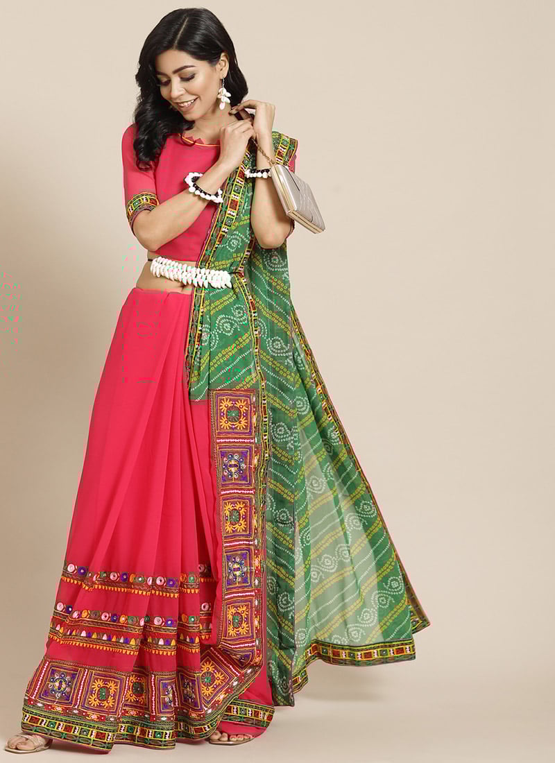 Embroidery Kutch Work Flower Pattern Saree