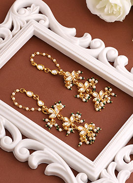 Emerald Green Kundan Beads Danglers