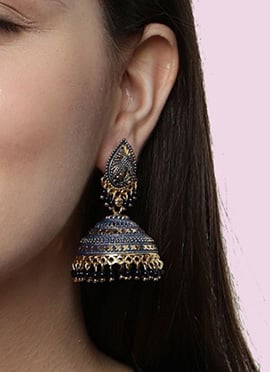 Enchanting Blue Beaded Jhumka