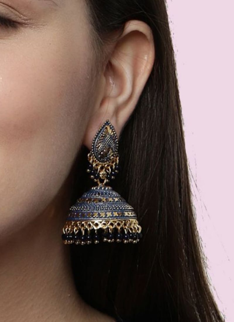 Enchanting Blue Beaded Jhumka