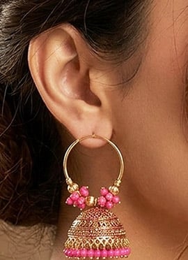 Enchanting Pink Beaded Jhumka