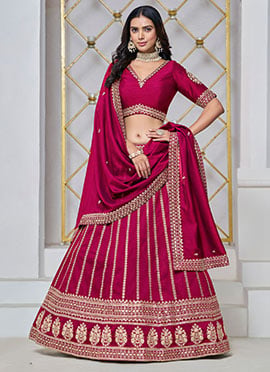 Ethereal Elegance In Pink Silk Embroidered Sequins Lehenga