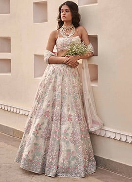 Ethereal Faux Georgette Sequins Umbrella Lehenga