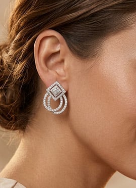 Ethnic 925 Sterling Silver Stud Earrings With Moissanite Finish