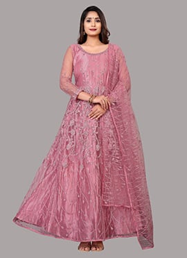 Ethnic Net Embroidered Anarkali Suit