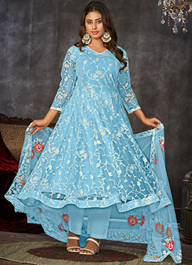 Ethnic Net Embroidered Anarkali Suit