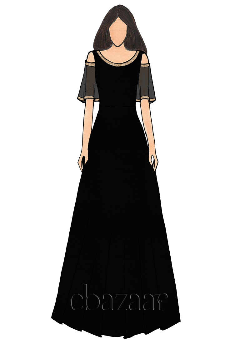 gown with flared sleeves