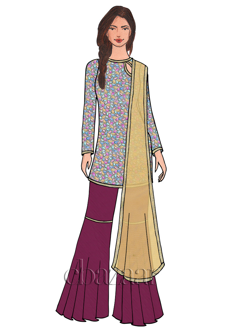 Ethnovog Multicolor Sharara Suit
