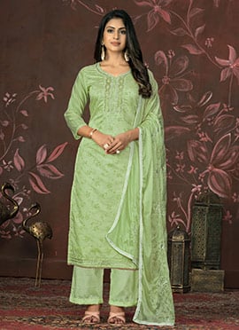 Exquisite Art Silk Hand Work Palazzo Suit