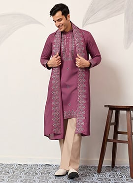 Exquisite Black Viscose Silk Embroidered Sequins Thread Kurta