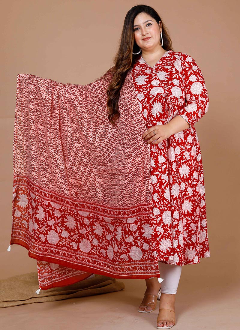 Exquisite Blended Cotton Printed Anarkali Suit After Six Wear
