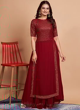 Exquisite Faux Georgette Embroidered Dresses And Gown