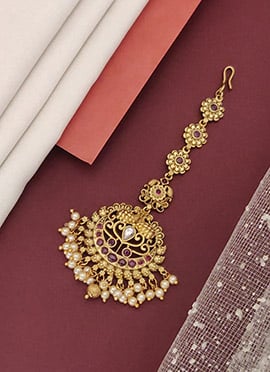 Exquisite Gold Beads Kundan Mangtikka