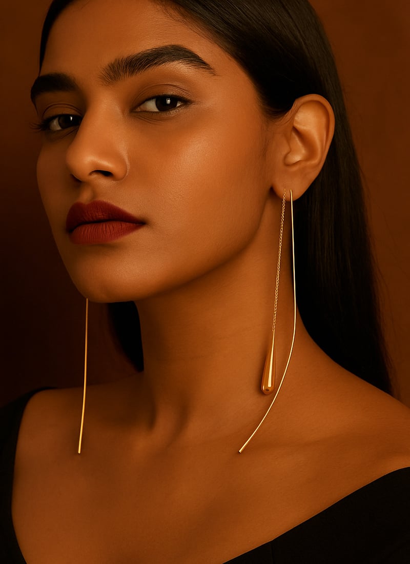 Exquisite Golden Danglers After Six Wear