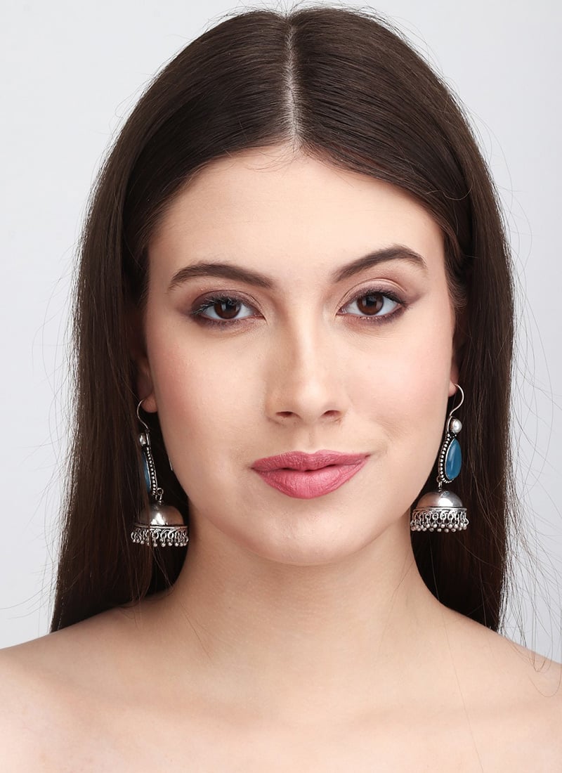 Exquisite Silver Pearl Stone Jhumka After Six Wear
