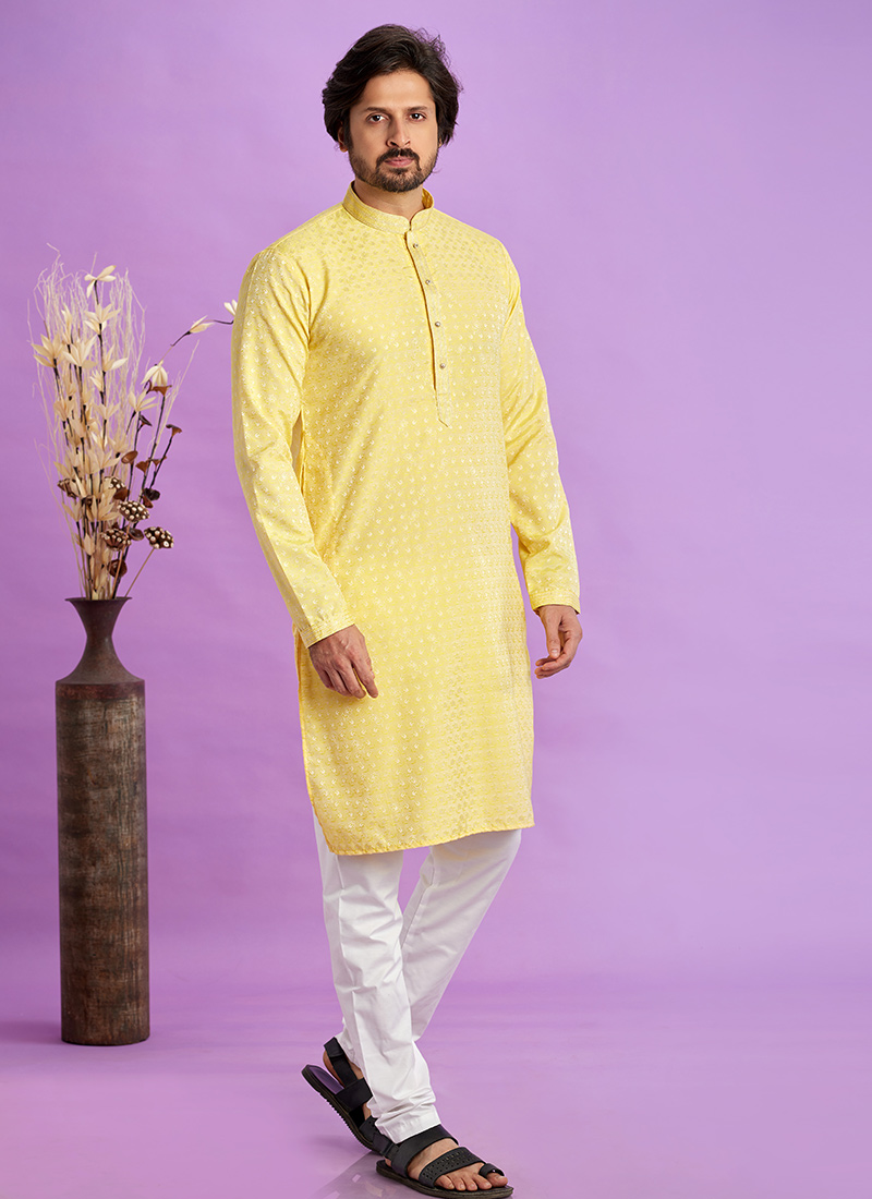 Exquisite Soft Silk Jacquard Kurta Pyjama Festive Wear