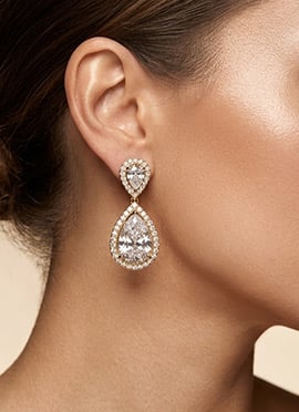 Eye Catching Golden 925 Sterling Silver Moissanite Stud Earrings