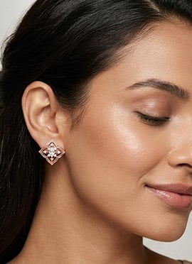 Eye Catching Rose Gold 925 Sterling Silver Moissanite Stone Stud Earrings