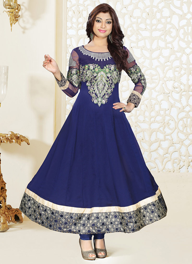 Fabulous Blue Georgette Ankle Length Anarkali Suit