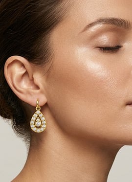 Fancy Golden 925 Sterling Silver Stud Earrings With Glittering Moissanite Stones