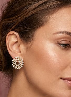 Fashionable Golden 925 Sterling Silver Stud Earrings With Moissanite