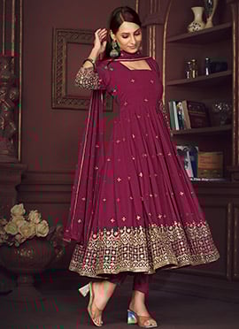 Faux Georgette Embroidered Anarkali Suit