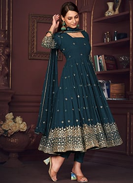 Faux Georgette Embroidered Anarkali Suit